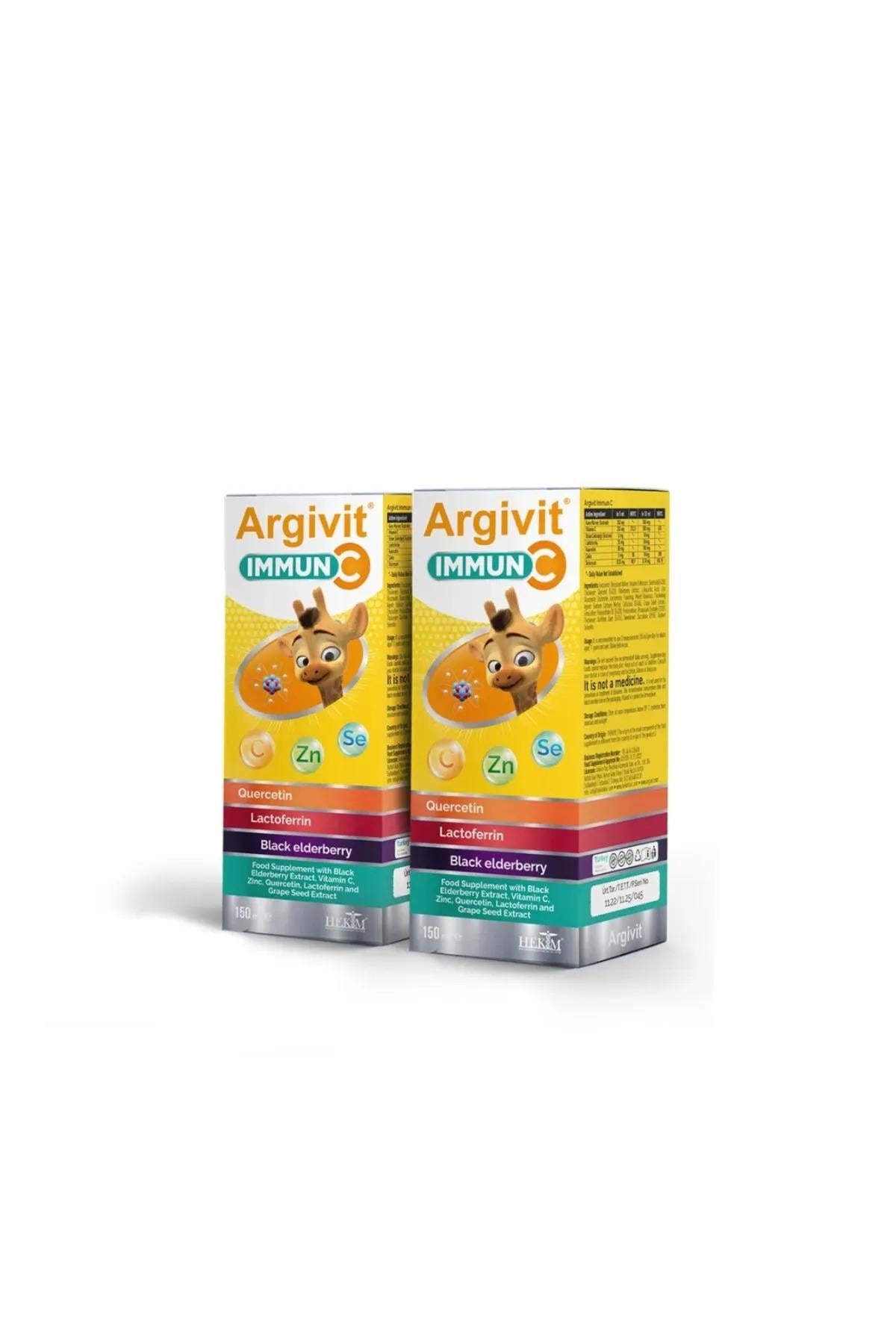 ArgivitArgivit Immun C Şurup 2'li Paket - Kara Mürver, C Vitamini, Çinko, Kuersetin, Laktoferrin Şurup 150 ml8682408684369