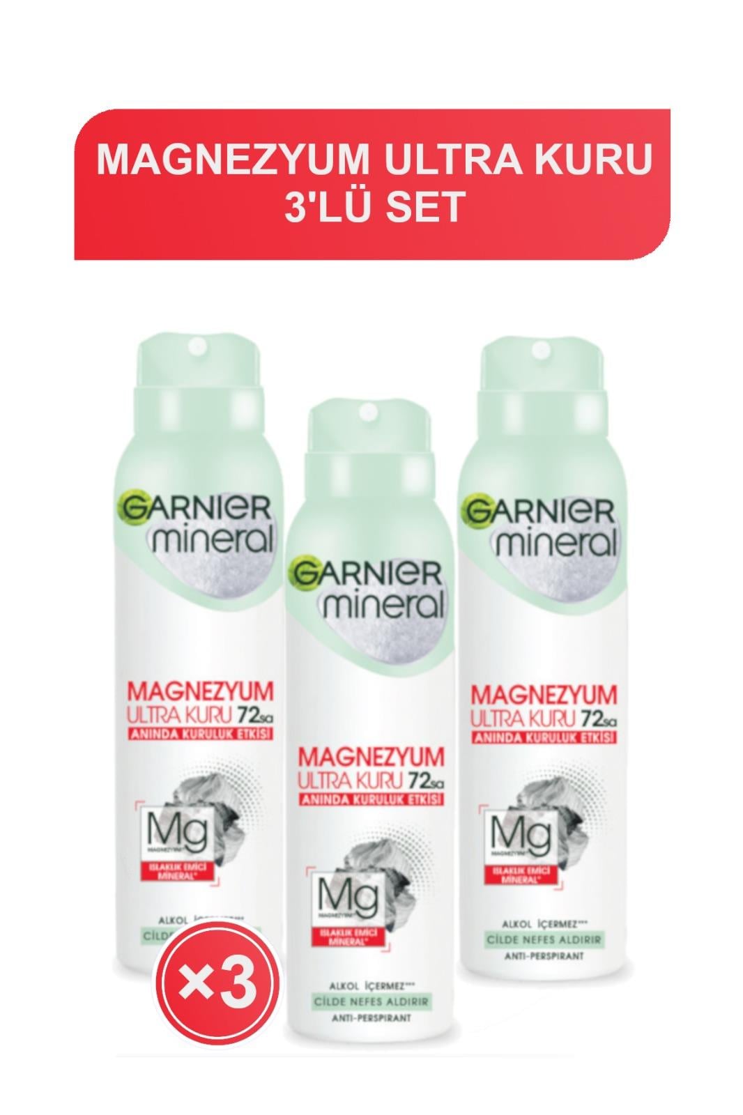 GarnıerGarnier Magnezyum Ultra Kuru Deodorant Sprey 150 ml 3'lü Set3600542402217x3