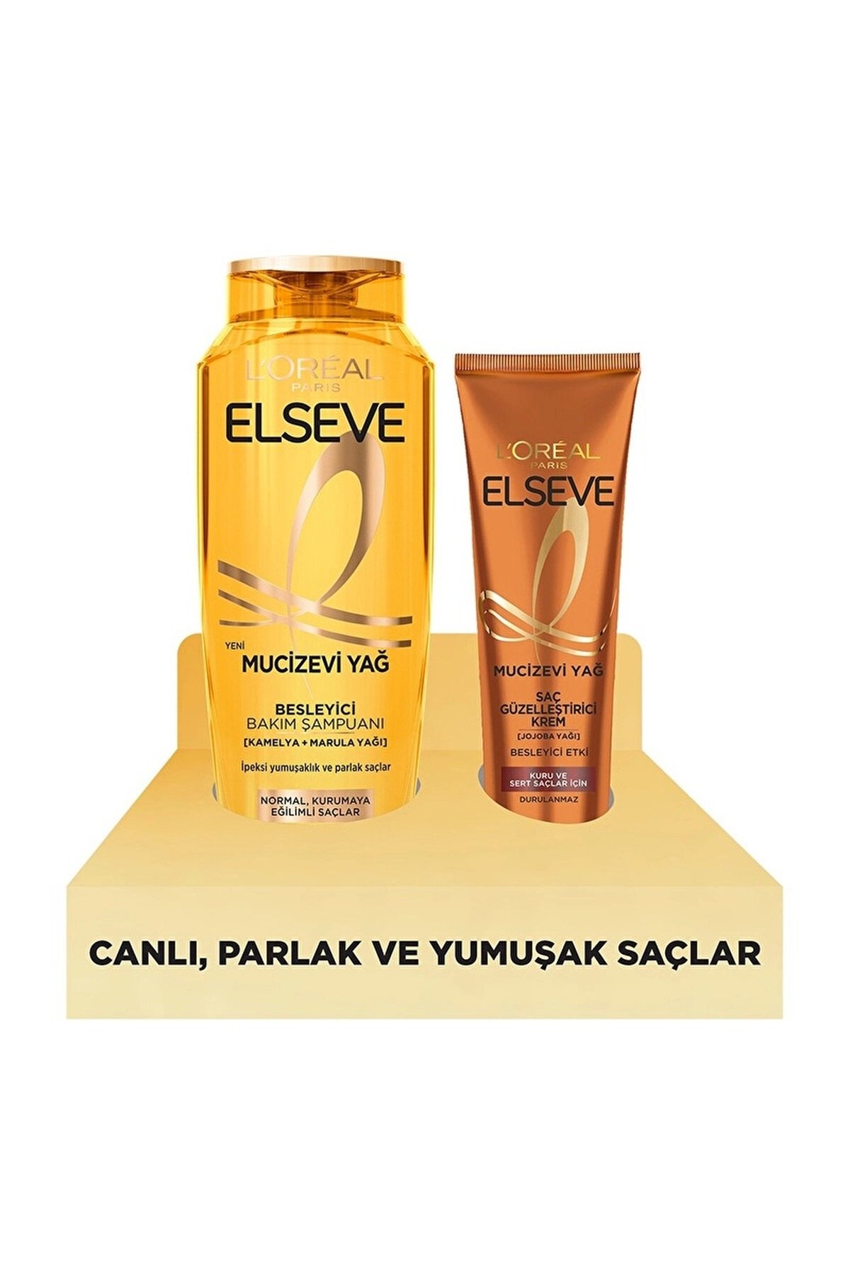 Loreal ParisLoreal Paris Elseve Mucizevi Yağ Besleyici Bakım Şampuanı 300 ml + Mucizevi Yağ Saç Güzelleştirici Krem 150 ml (Her Saç Tipi)8690595216829