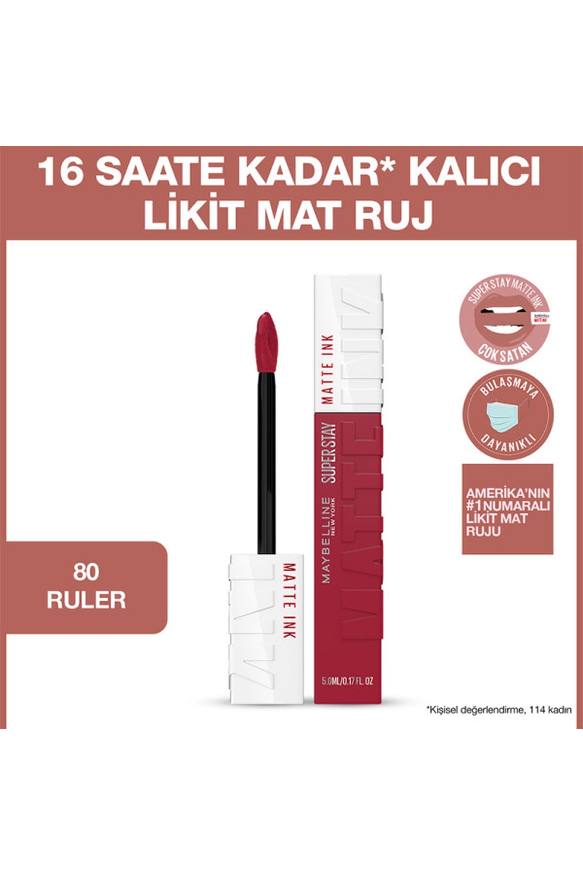 Maybelline New YorkMaybelline New York Super Stay Matte Ink Unnude Likit Mat Ruj 80 Ruler3600531469481
