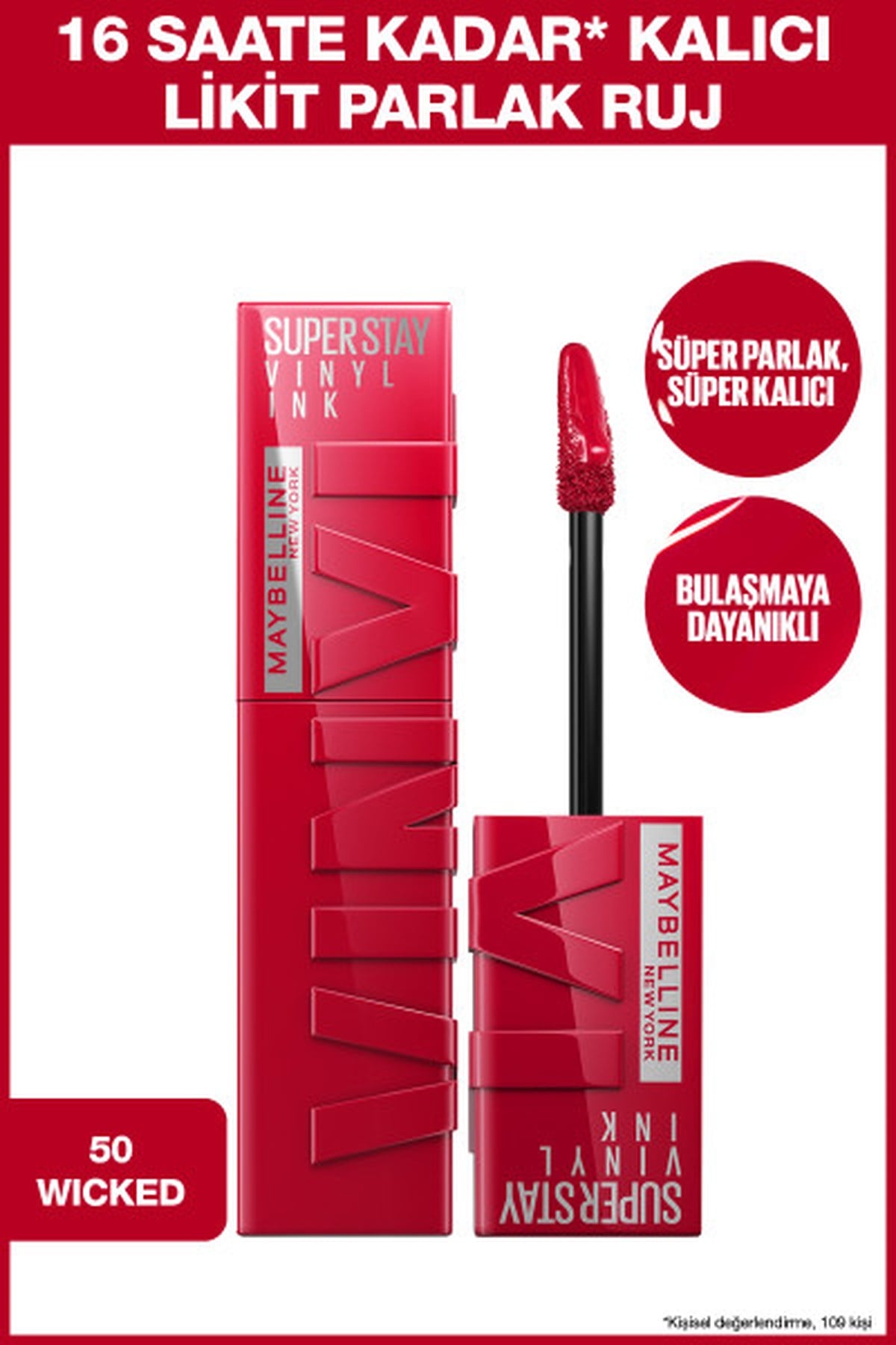 Maybelline New YorkMaybelline New York Super Stay Vinyl Ink Uzun Süre Kalıcı Likit Parlak Ruj 50 Wicked30150669