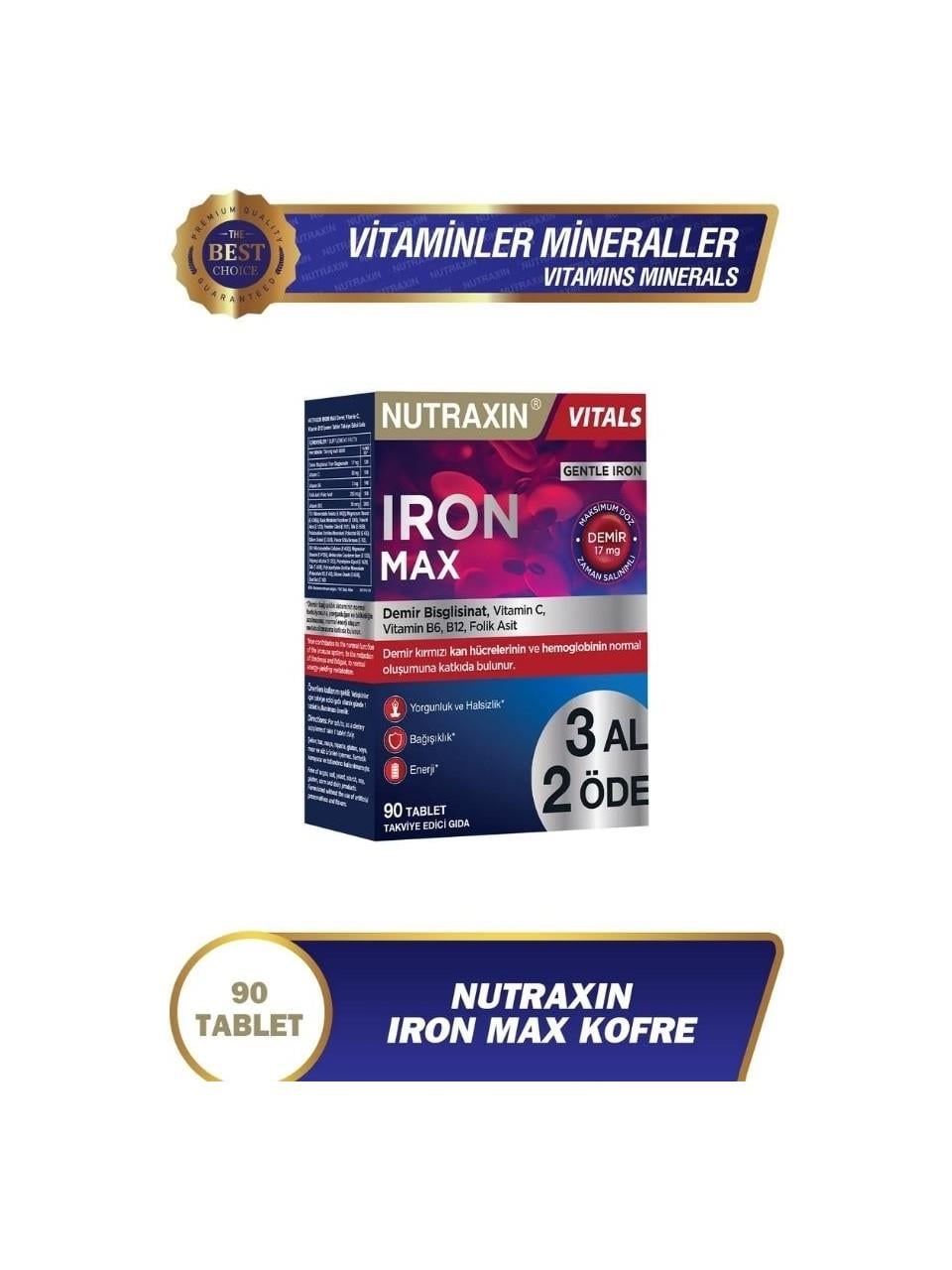 NUTRAXİNNutraxin Iron Max 3 Al 2 Öde 90 Tablet8680512659457