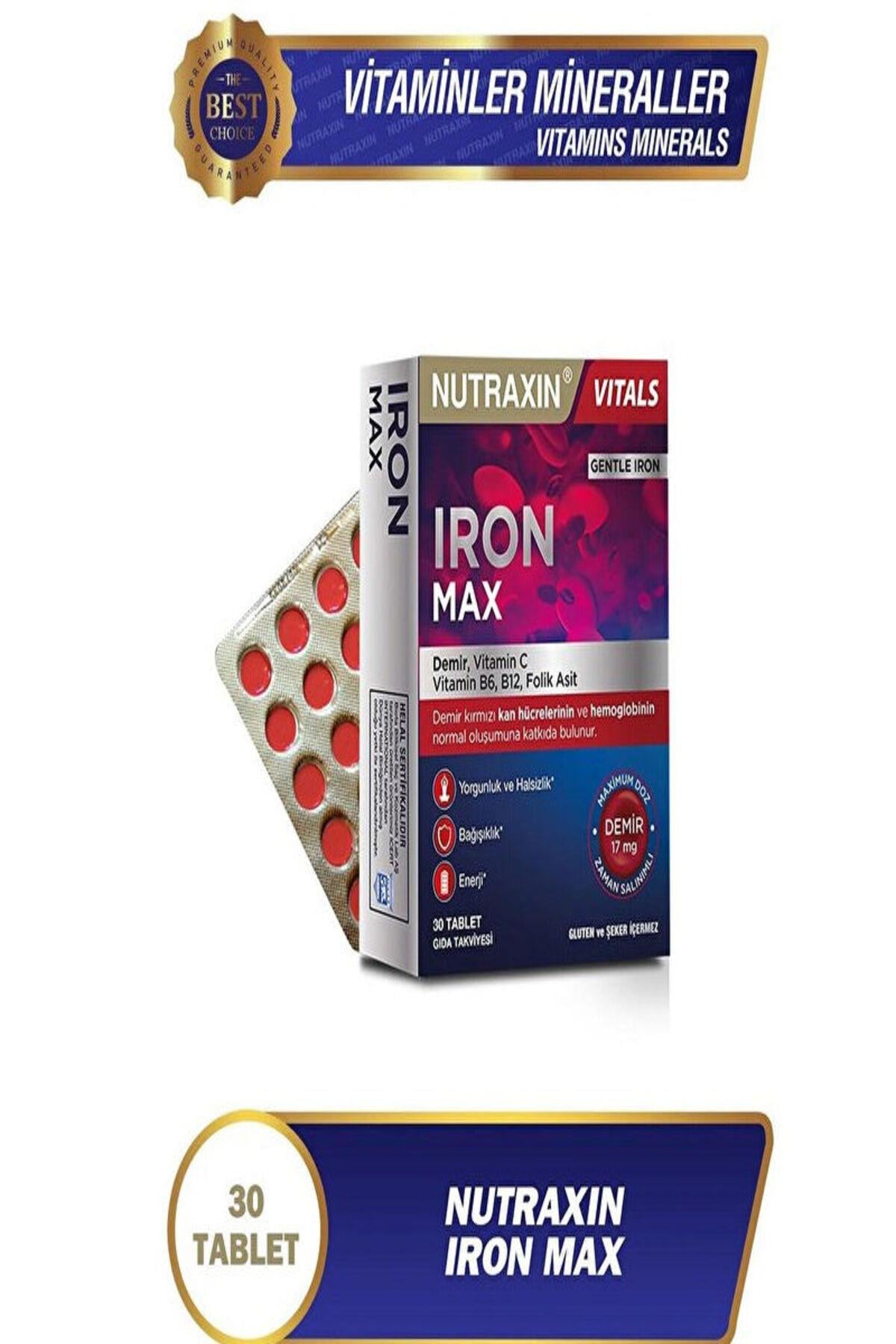 NUTRAXİNNutraxin Iron Max Takviye Edici Gıda 30 Tablet8680512631835