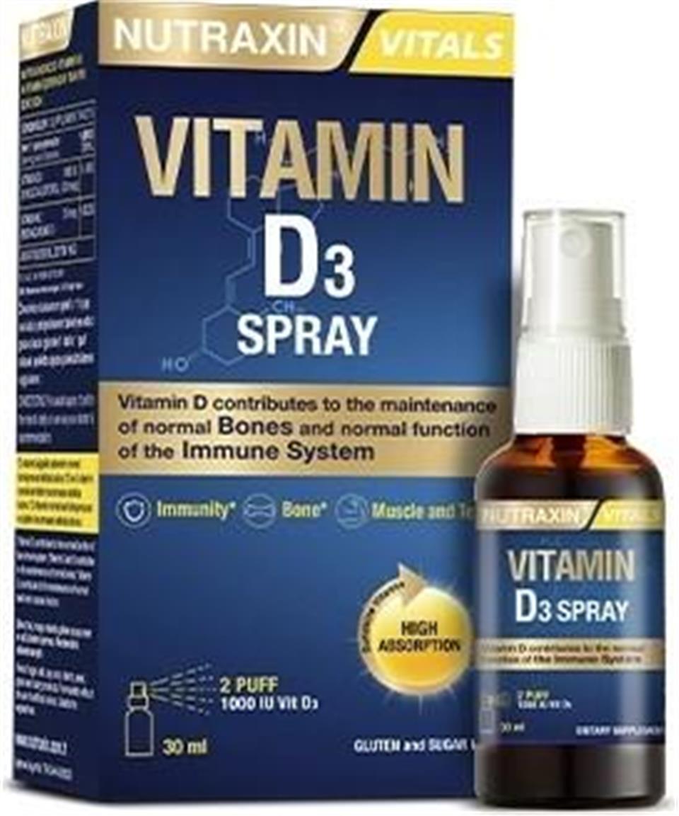 Nutraxin Vitamin D3 1.000 IU Sprey 30 ML - D3 Vitamini Sprey 1000 IU