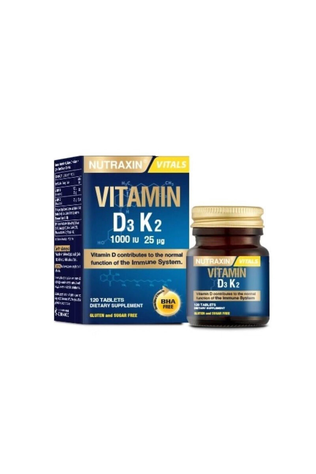 NUTRAXİNNutraxin Vitamin D3 K2 Vitamini İçeren Takviye Edici Gıda 120 Tablet8680512635345