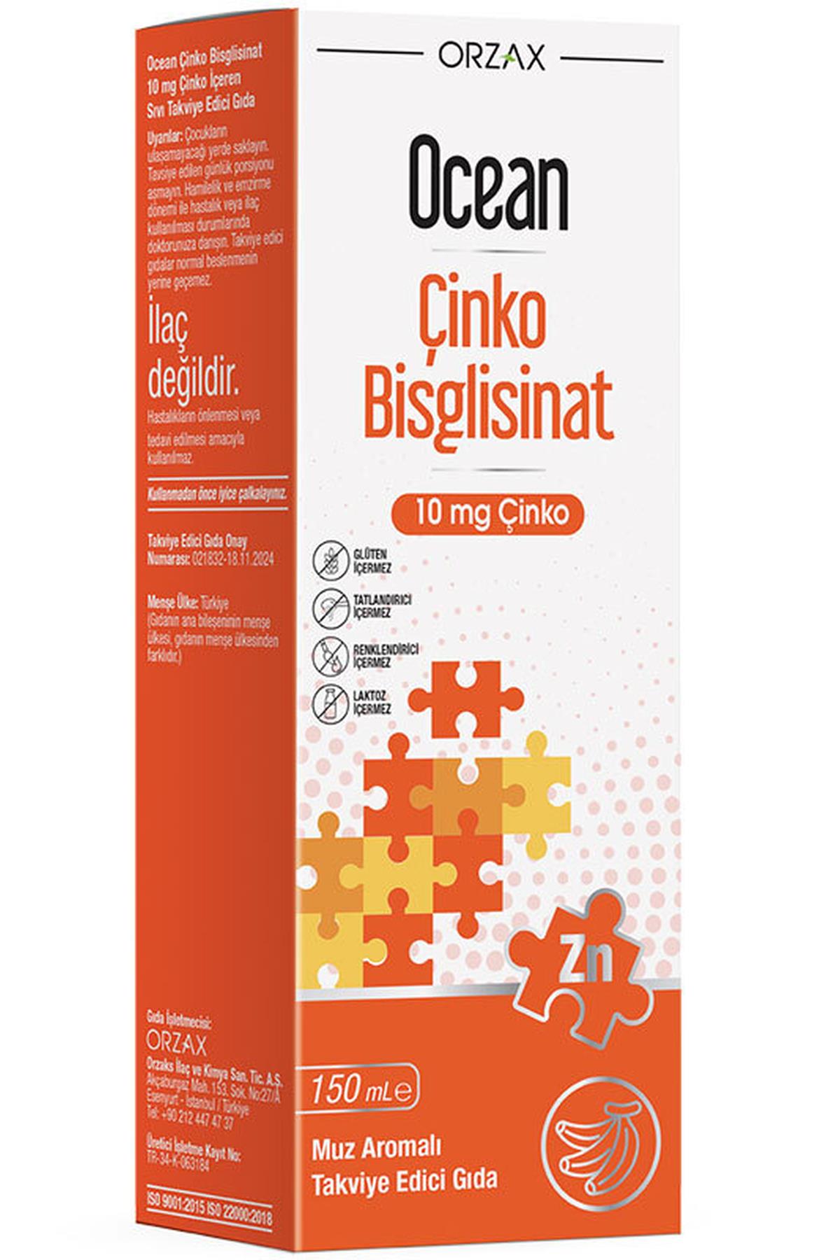 OCEANOcean Çinko Bisglisinat 10 mg 150 ml - Muz Aromalı8697595874035