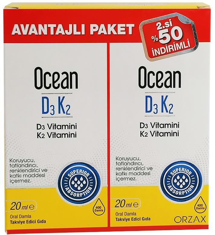 Ocean D3 K2 20 Ml Takviye Edici Gıda Avantajlı Paket