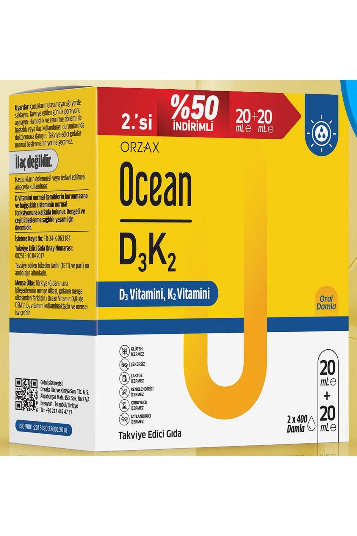 OCEANOcean Vitamin D3K2 Damla 2.si %50 İndirimli 20+20ml850081345046