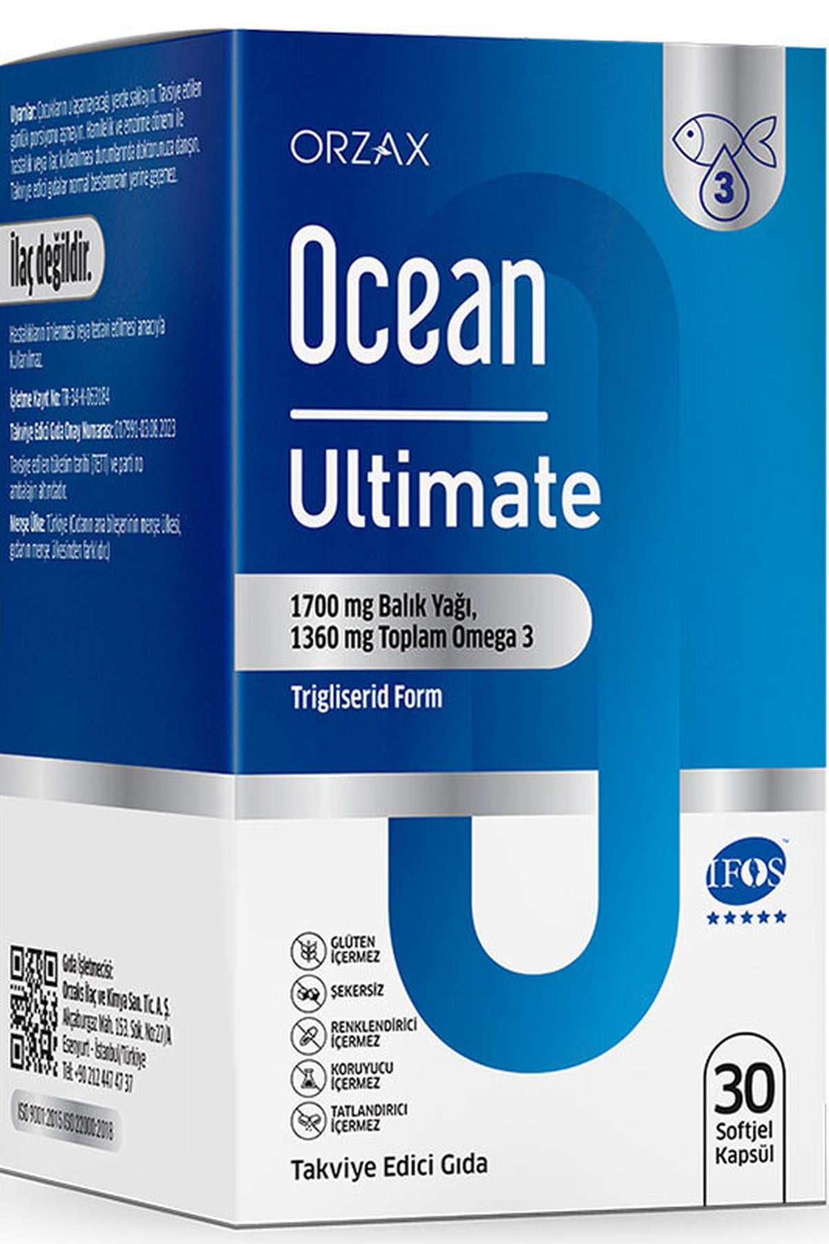 OCEANOrzax Ocean Ultimate Balık Yağı 1700 mg 30 Softjel Kapsül850071952650