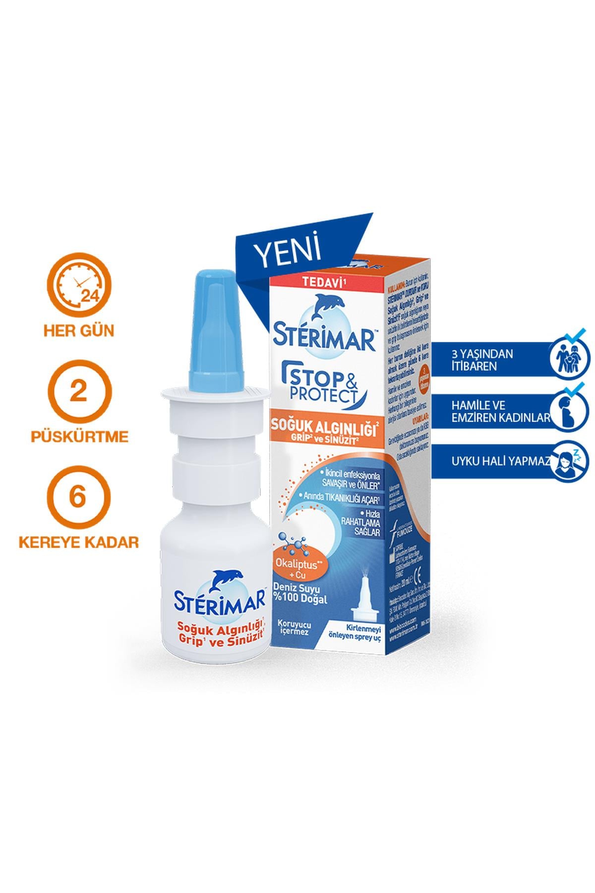 SterimarSterimar Stop Protect Soğuk Algınlığı Grip Sinüzit 20 ml Burun Spreyi3331300097788