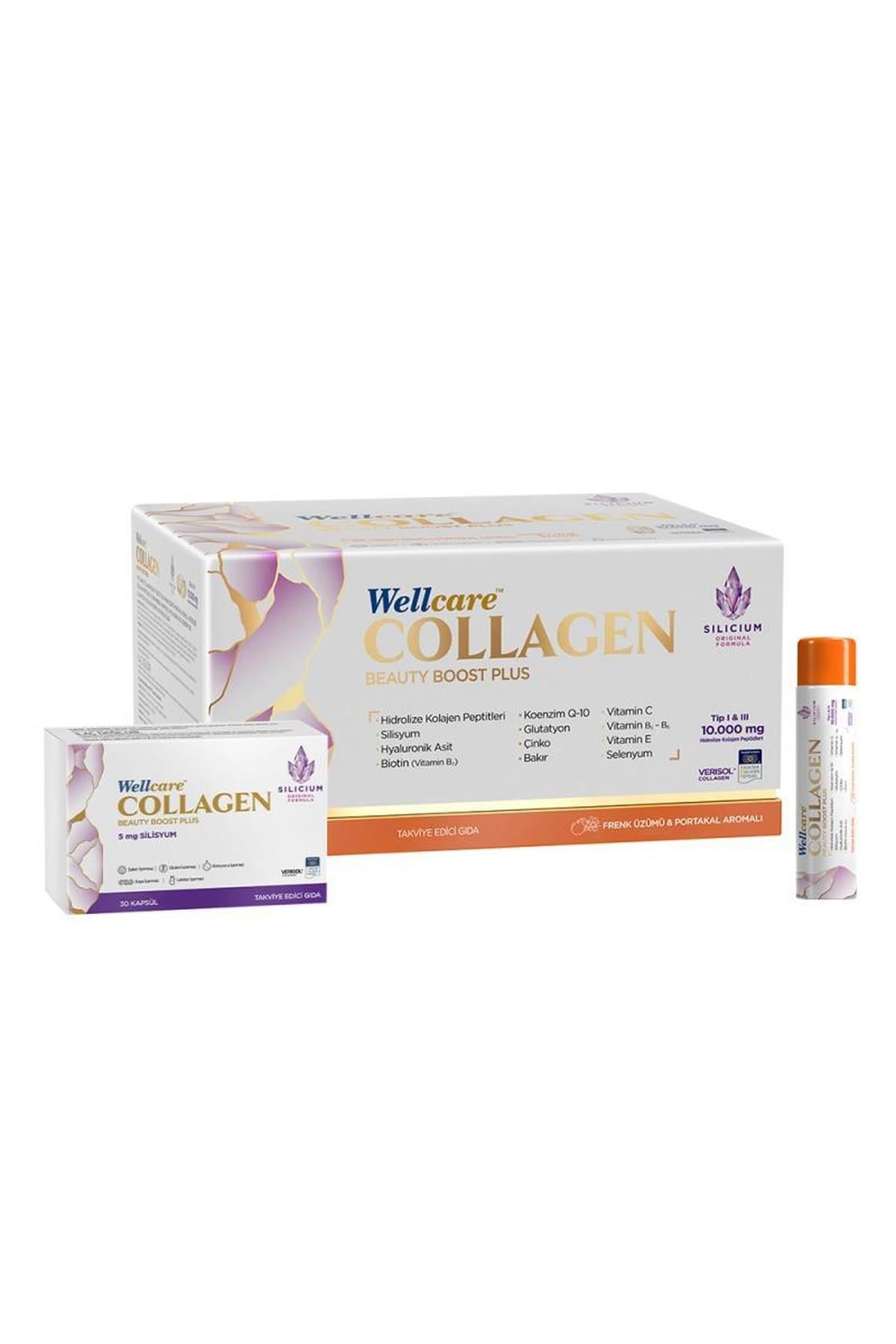 WELLCAREWellcare Collagen Beauty Boost Plus 10000 mg Frenk Üzümü Portakal 30 x 40 ml + 30 Kapsül8699680650029