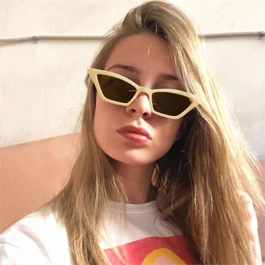 Bej Yatay Çerçeveli Kahverengi Camlı Cateye Güneş Gözlüğü