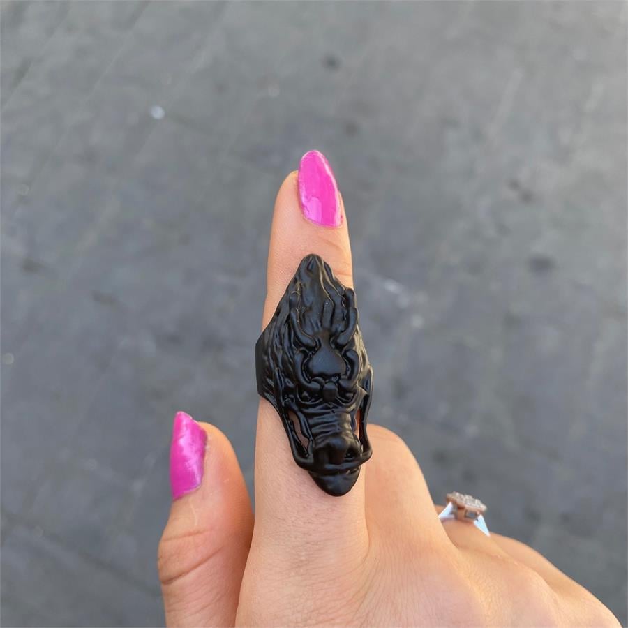 Dragons Head Siyah Ayarlanabilir Yüzük