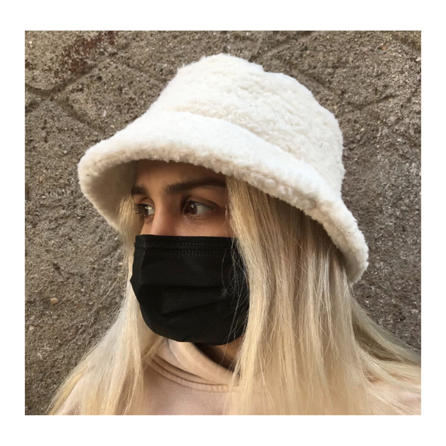Peluş Beyaz Renk Bucket Şapka