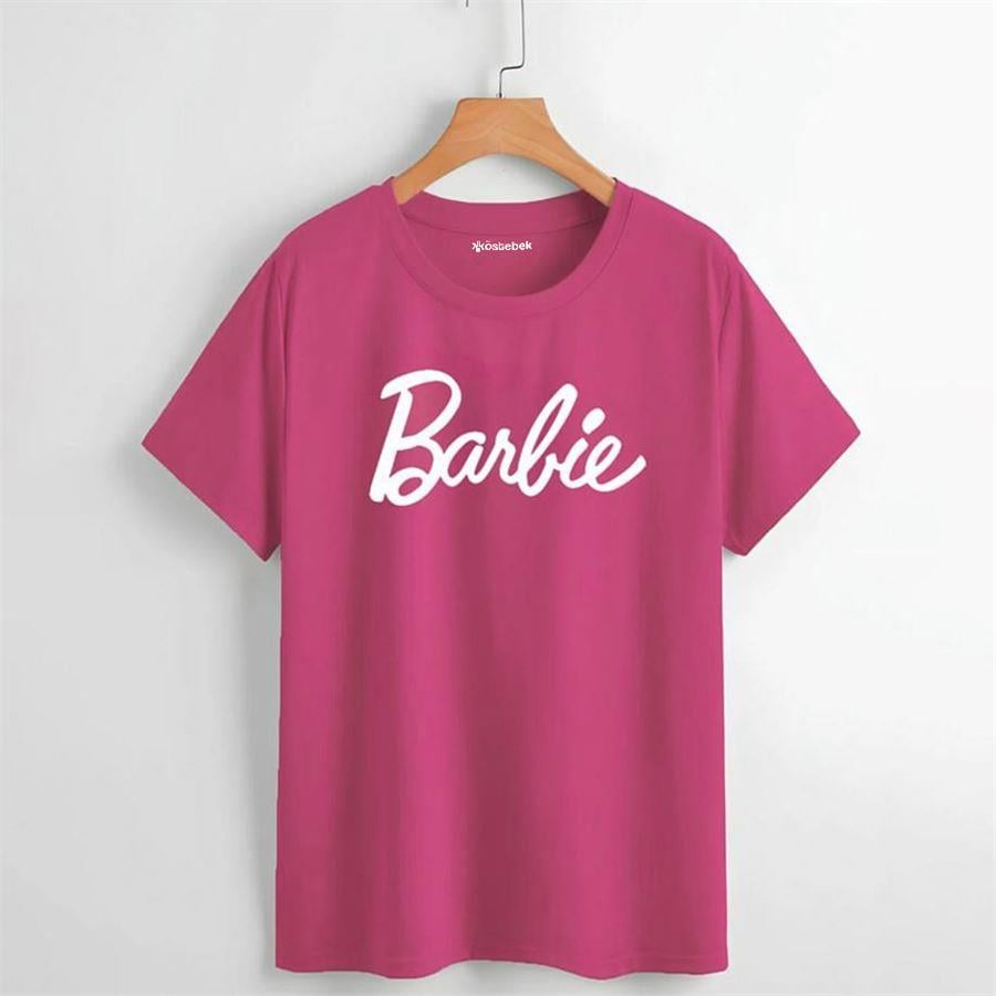 Pembe Barbie Logo Basic Unisex T-Shirt