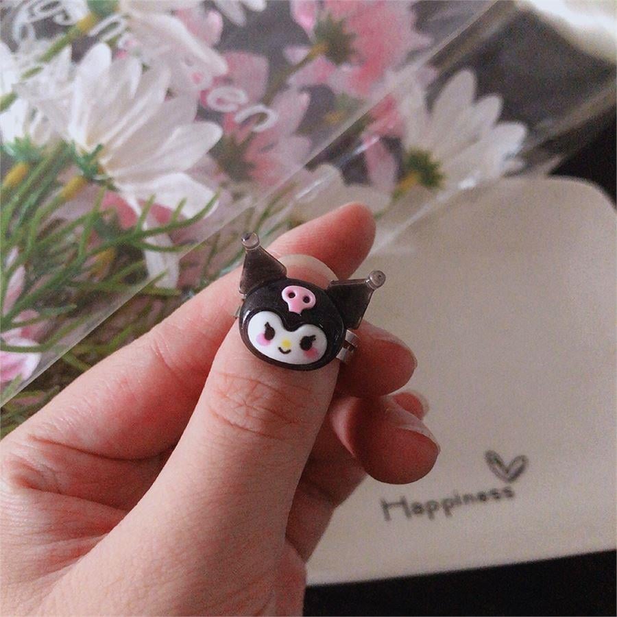 Siyah Anime Harajuku Kuromi Face Yüzük