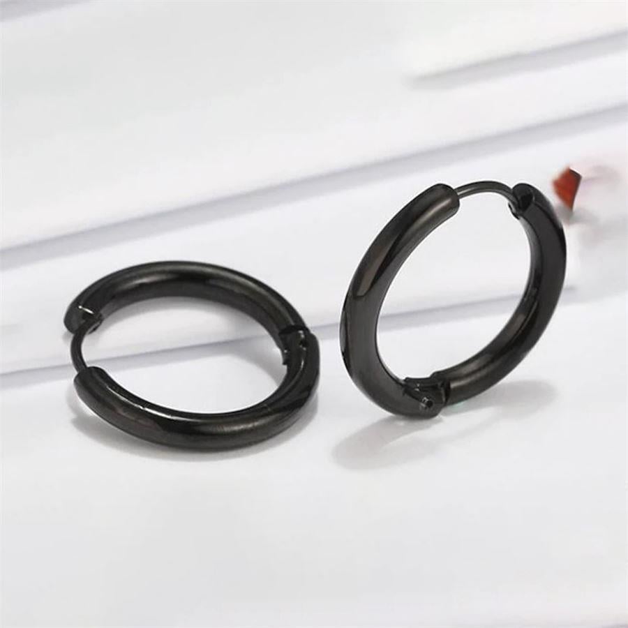 Siyah Basic Şık Halka Küpe