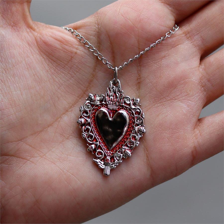 Siyah Vintage Heart Talisman Kolye