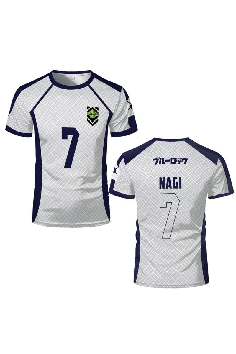 Beyaz Anime Blue Lock 7 Nagi Forma Unisex T-shirt