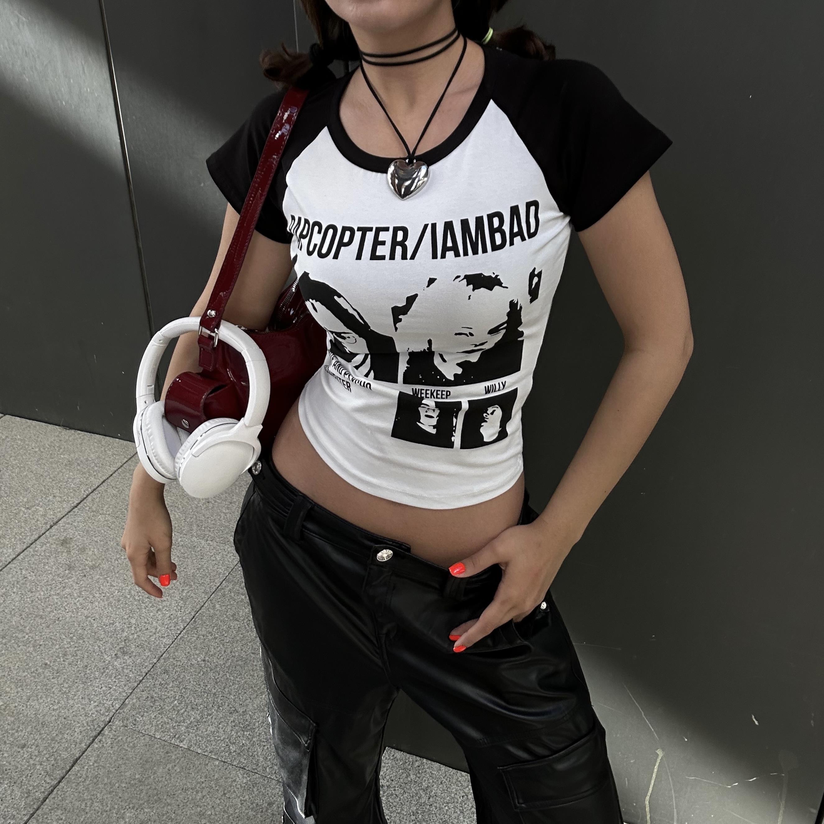 Beyaz Rapcopter - I Am Bad Raglan Kısa Kollu Crop