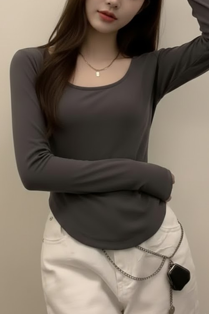 Füme Basic Uzun Kollu Crop