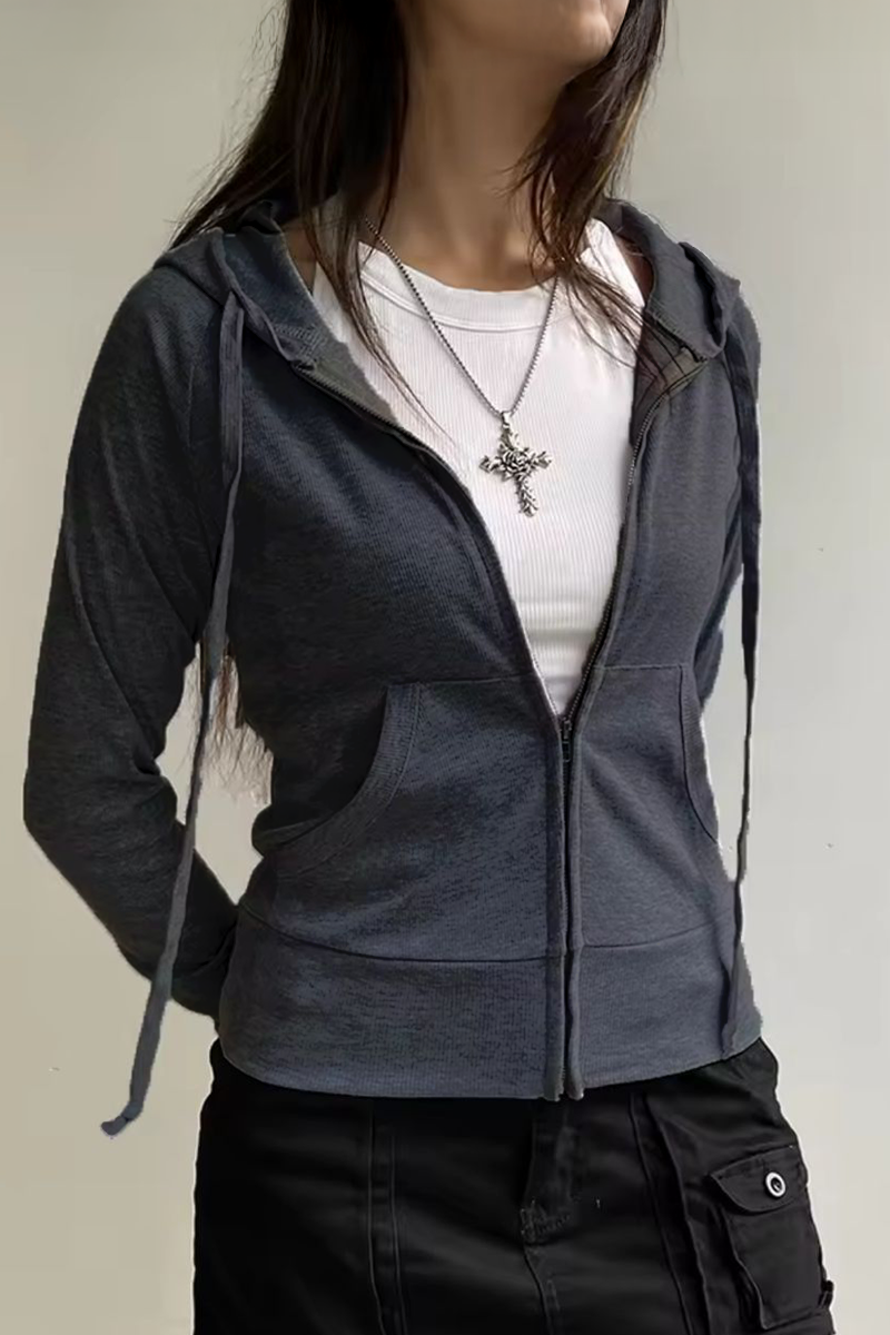 Füme İpli Y2K Unisex Hırka 