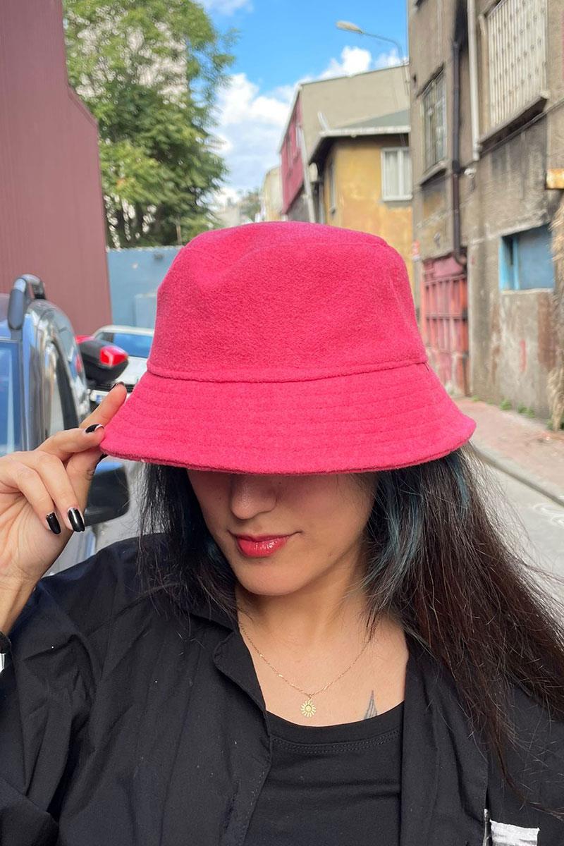 Kışlık Pembe Unisex Bucket Şapka