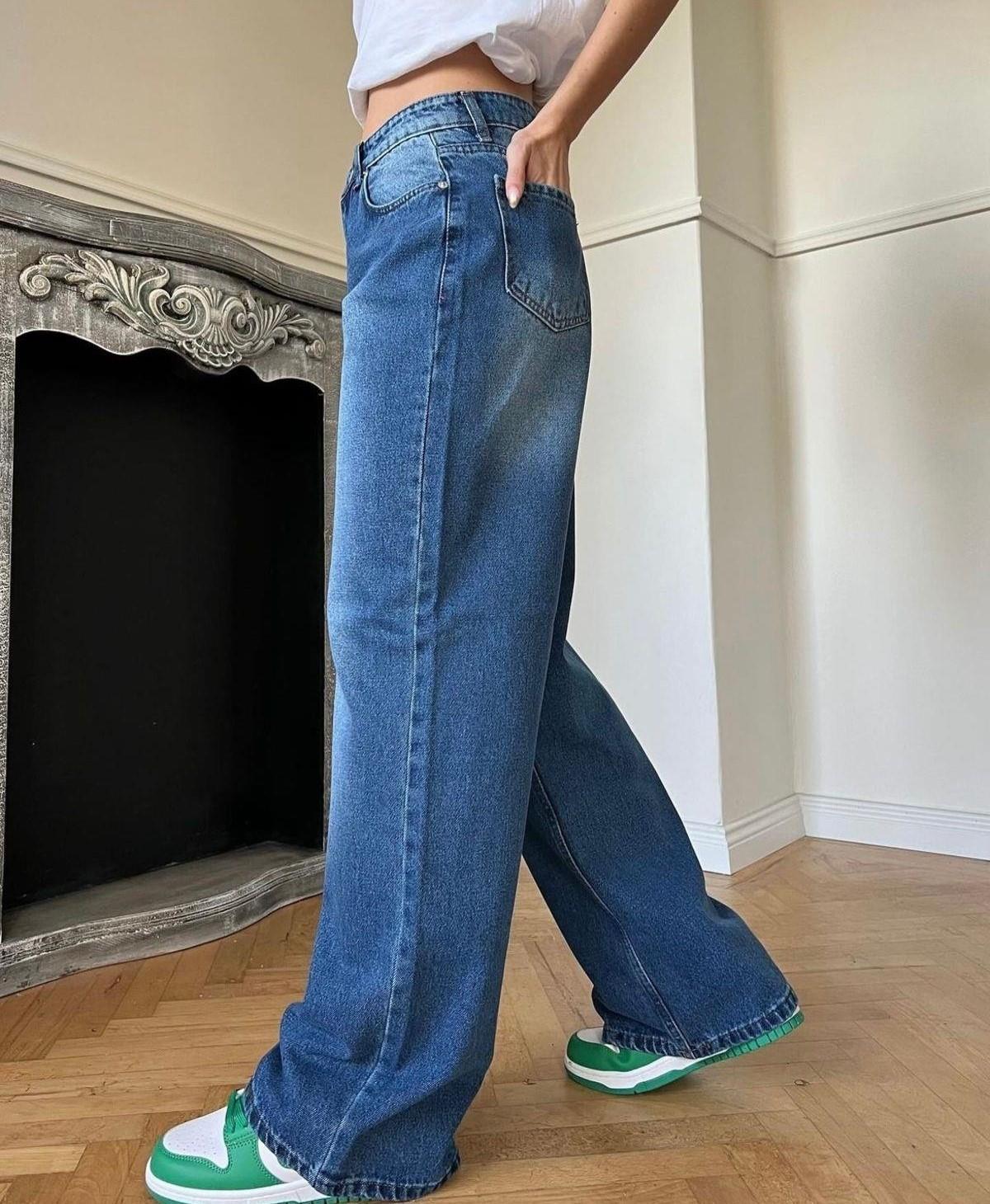 Mavi Taşlanmış Vintage Kot Pantolon