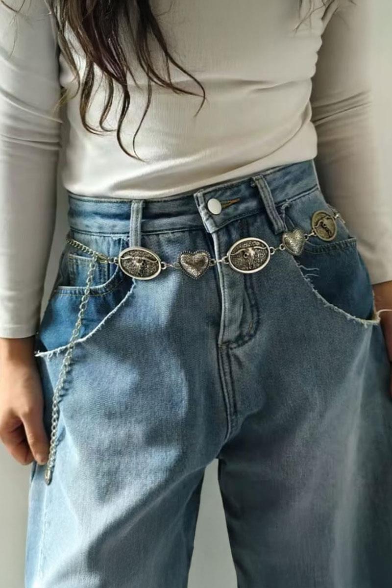 Silver Gotik Baphomet Kalpli Pantolon Zinciri