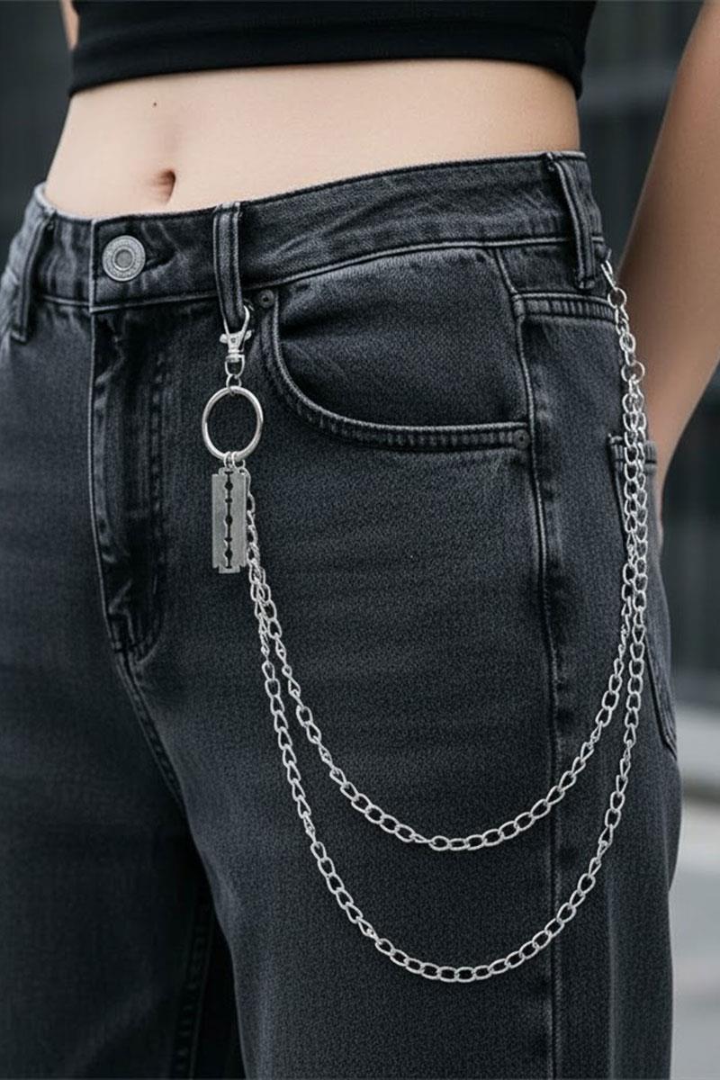 Silver Jilet Detaylı İkili Pantolon Zinciri