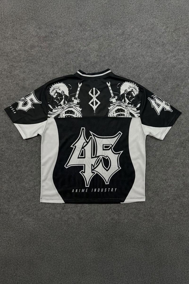 Siyah Anime Berserk Guts 45 Number V Yaka Unisex Forma