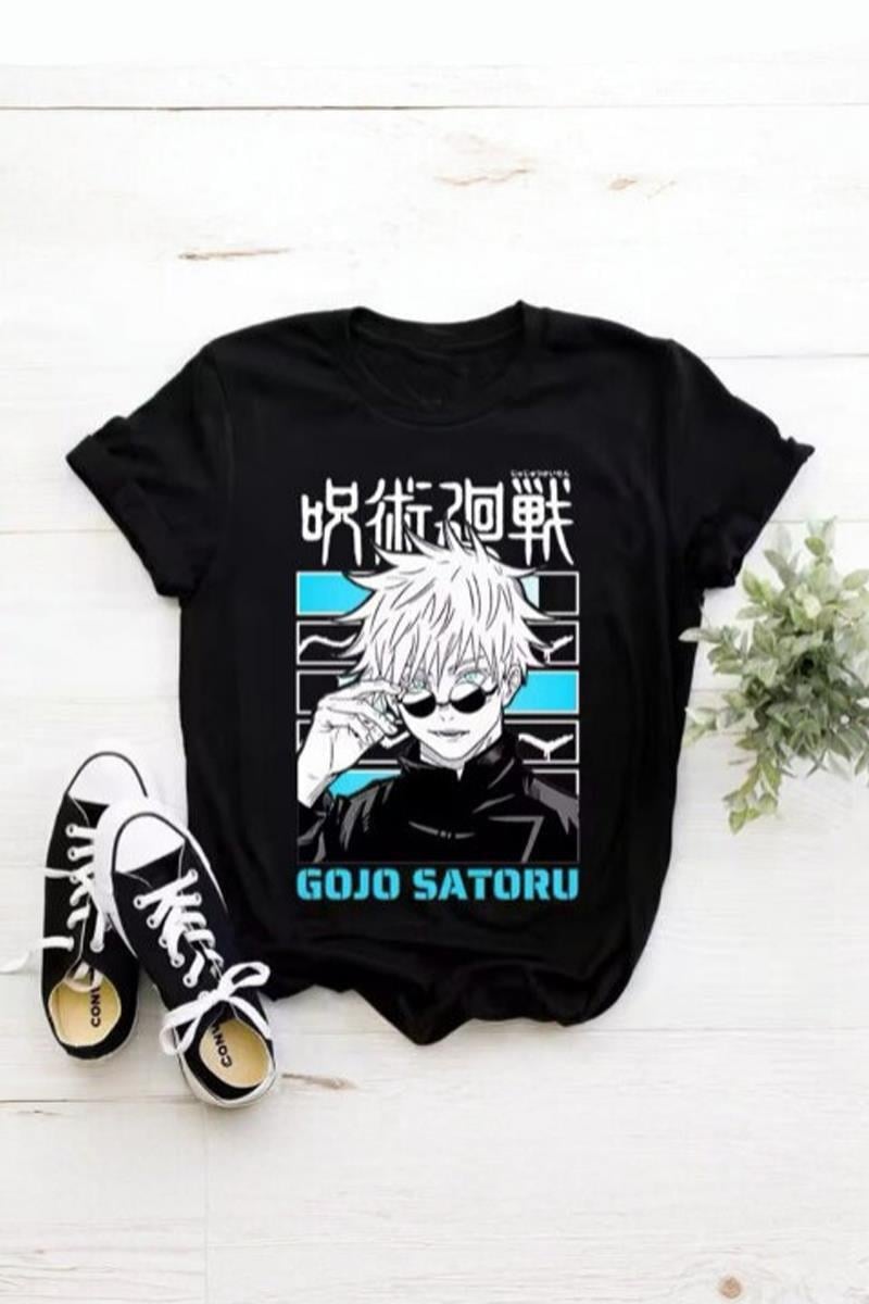 Siyah Anime Jujutsu Kaisen Gojo Satoru Unisex T-shirt