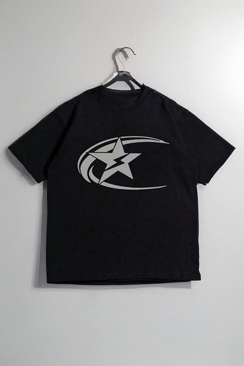 Siyah Cosmos Star Graphic Unisex T-shirt