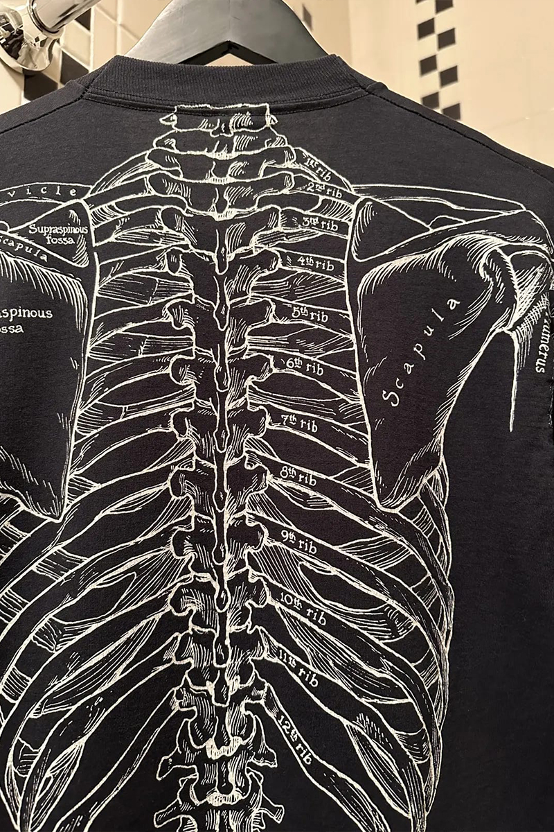 Siyah Gotik Anatomik İskelet Grunge Y2K Unisex T-Shirt