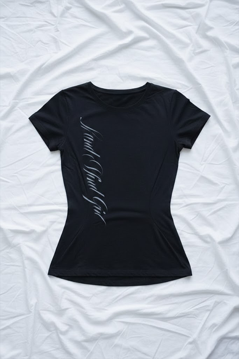 Siyah Gotik Sırt Baskılı Wing Geniş Yaka Y2K Kısa Kollu Crop