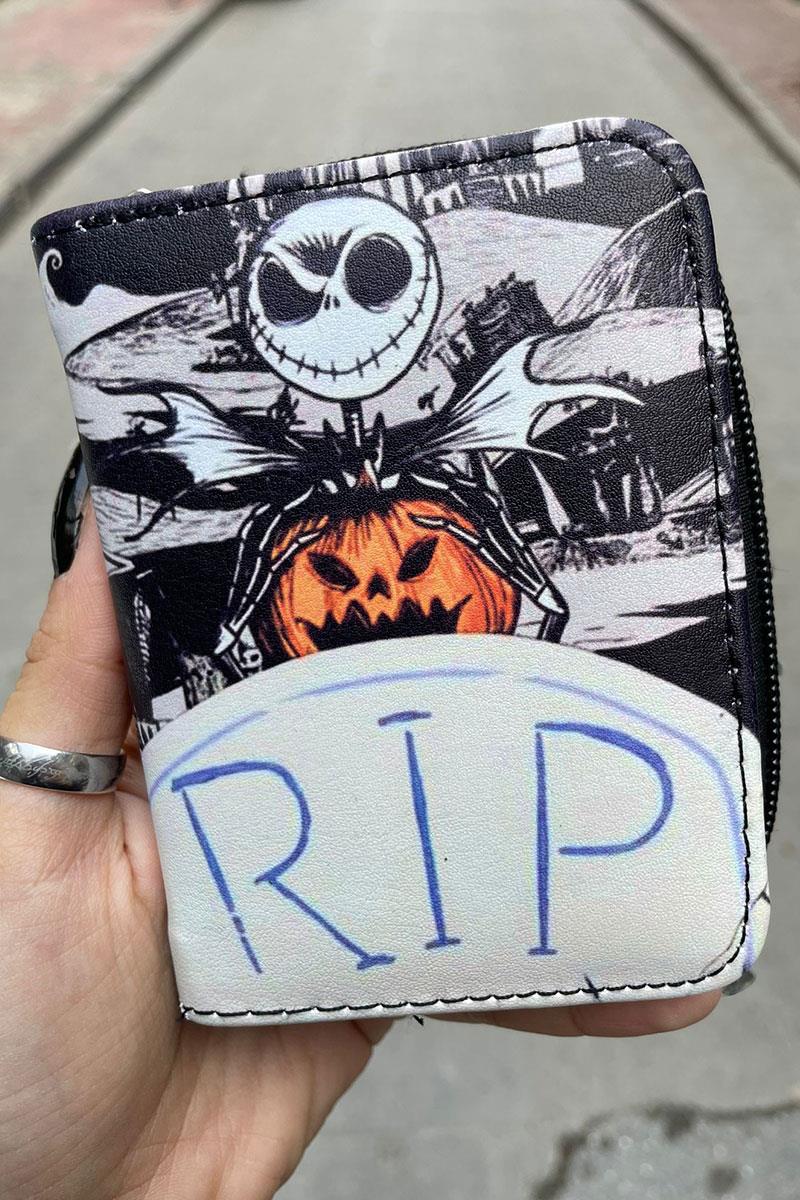 Siyah Jack Skellington Noel Gecesi Kabusu RIP Kısa Cüzdan