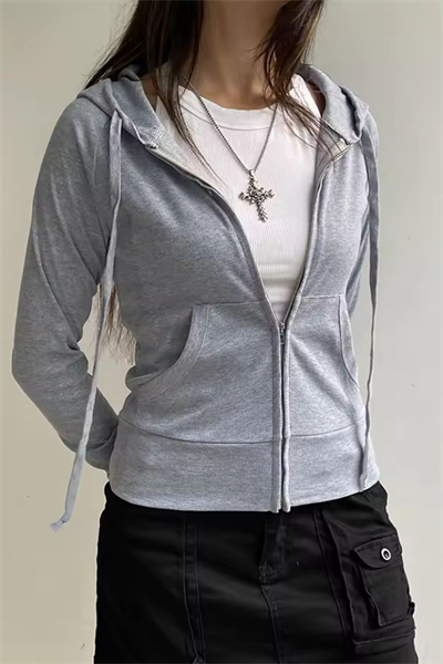  Gri Melanj İpli Y2K Unisex Hırka 