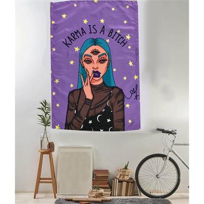 100Cm 150Cm Karma Is A Bitch Duvar Halısı 