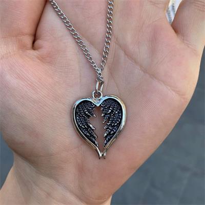 Aesthetic Feather Wings Heart Zincirli Kolye 