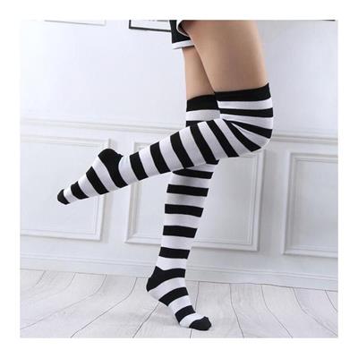 Beyaz Çizgili Siyah Dizüstü Çorap
