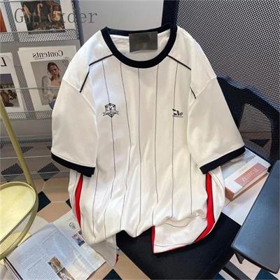 Beyaz İntro Spection Siyah Şerit Detay Kırmızı Parçalı Unisex T-Shirt