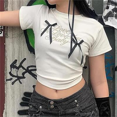 Beyaz Love To Love You Baby Fiyonk Kısa Kollu Crop