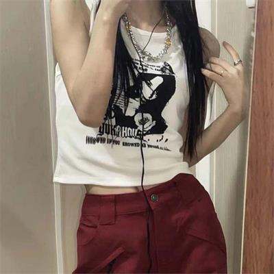 Beyaz Gotik Yukahouse Y2K Askılı Crop