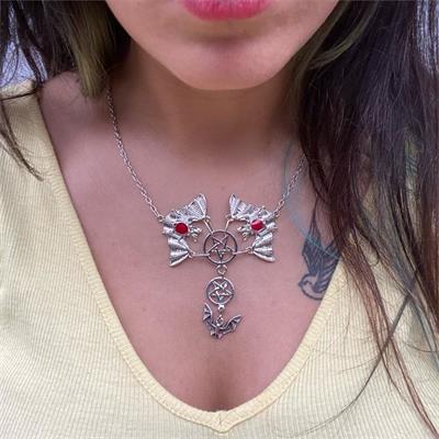 Double Bat Sleeping On The Double Pentagram Kolye