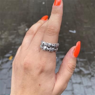 Double Chamber With Skulls Yüzük