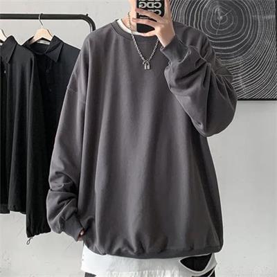 Düz Füme Orta Kalınlıkta Kumaş Oversize Unisex Uzun Kollu