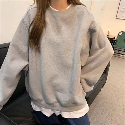 Düz Gri Melanj Orta Kalınlıkta Kumaş Oversize Unisex Uzun Kollu