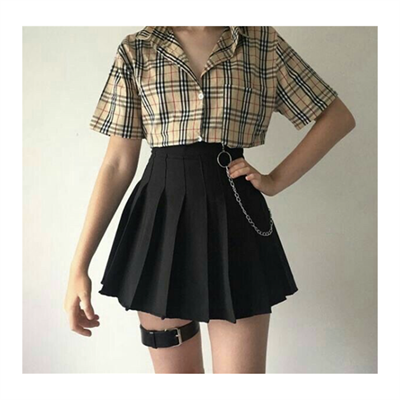 Düz Siyah Pileli Etek