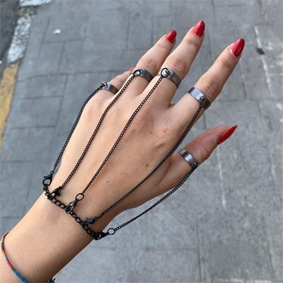 Füme Zincir Bileklikli 5Li Yüzük 