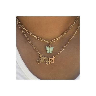 Gold Kelebek Ve Angel İkili Kolye Takımı 